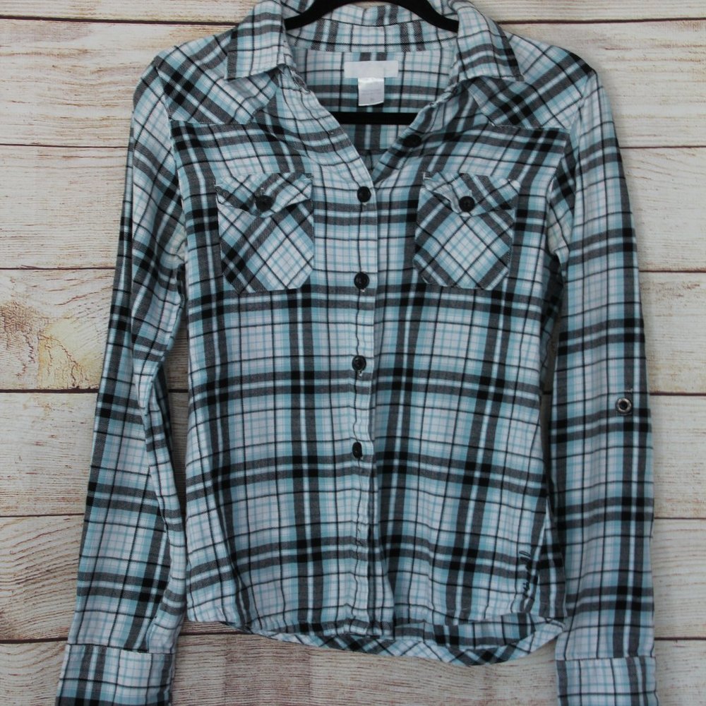 flannel plaid button-up shirt